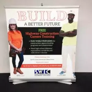 Table top banner stand with same day printing