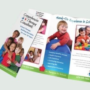 Colorful printed brochures and flyers